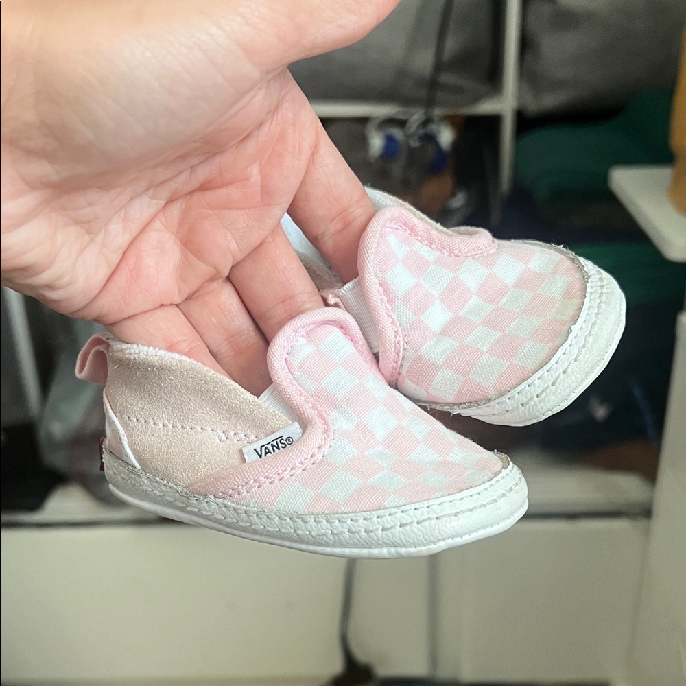 Vans Kids Pink Checkered Slip-On Sneakers